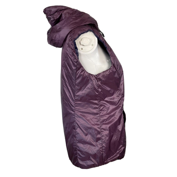 Gerry Vest‎ Jacket Womens Sz S Purple Indigo Packable Reversible 90% Down Hooded - Picture 2 of 11
